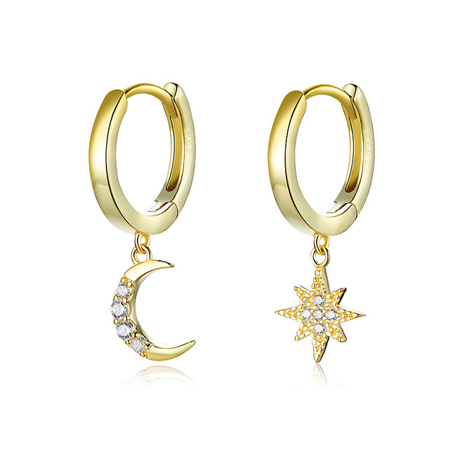 Celestia – Ohrringe Stern & Mond Gold