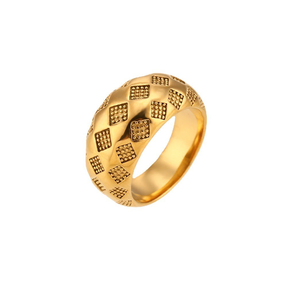 Alba – Retro-Goldring mit Gittermuster