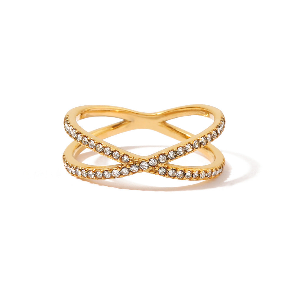 Nia – Bague Kreuz aus Gold mit Diamanten