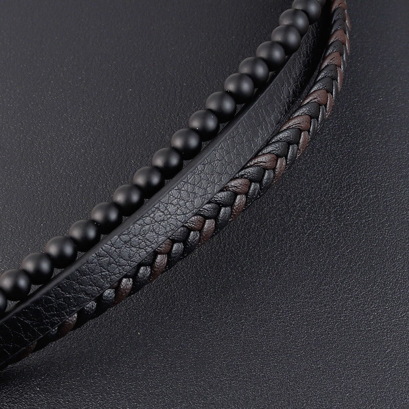 Kai – Lederarmband mit natürlichem Vulkangestein
