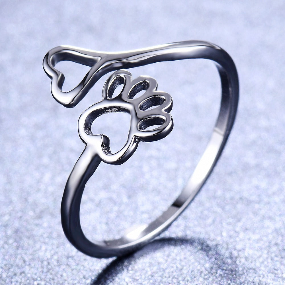 Alexa – Ring Liebe mit Hundemuster und Hohlherz