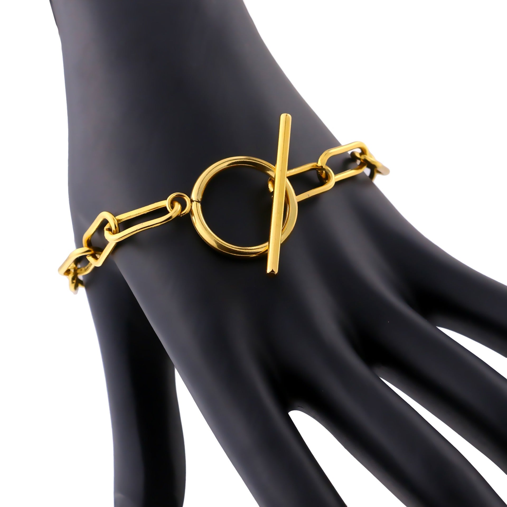 Millie – T-Bar-Armband mit rechteckigen Gliedern aus Gold