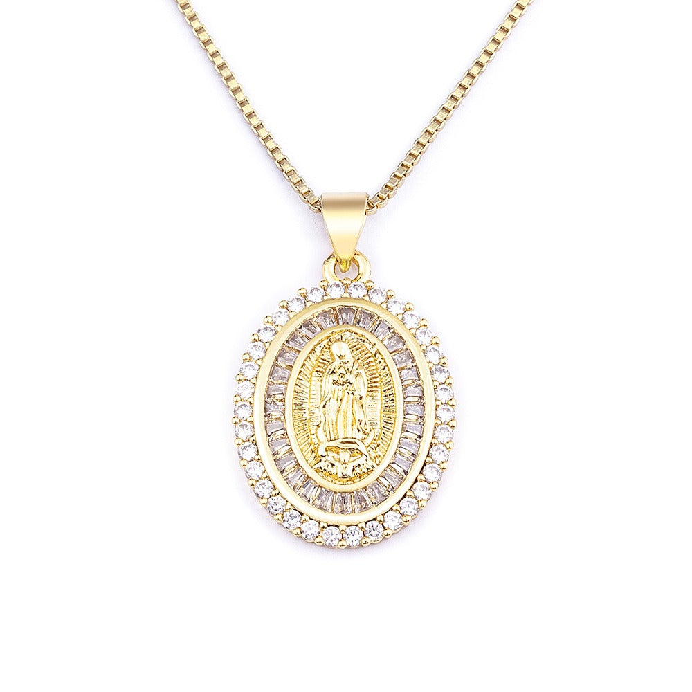 Carmelle – Vintage-Halskette mit Medaille der Jungfrau Maria