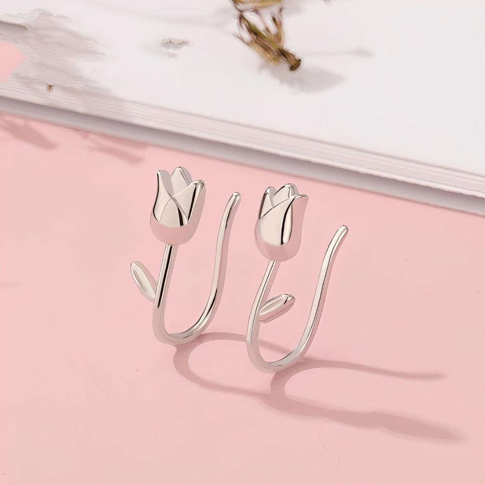 Damen Tulpen-Ohrhänger mit floralem Design - Paar