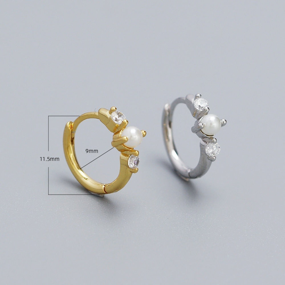 Elora – Ohrringe Clip rund Perle & Stein eingelegt