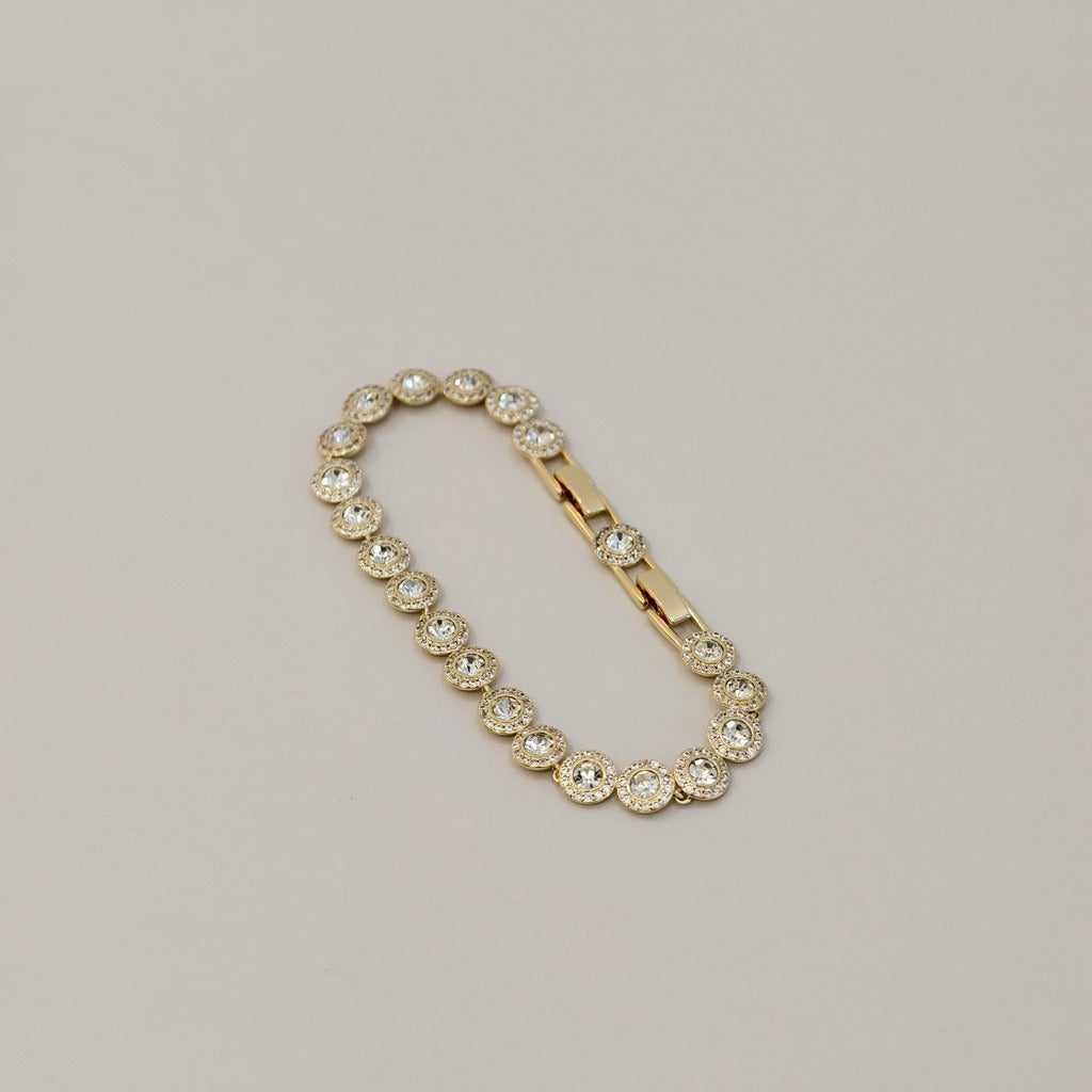 Victoria – Halskette und Armband mit glänzendem Rundknopf
