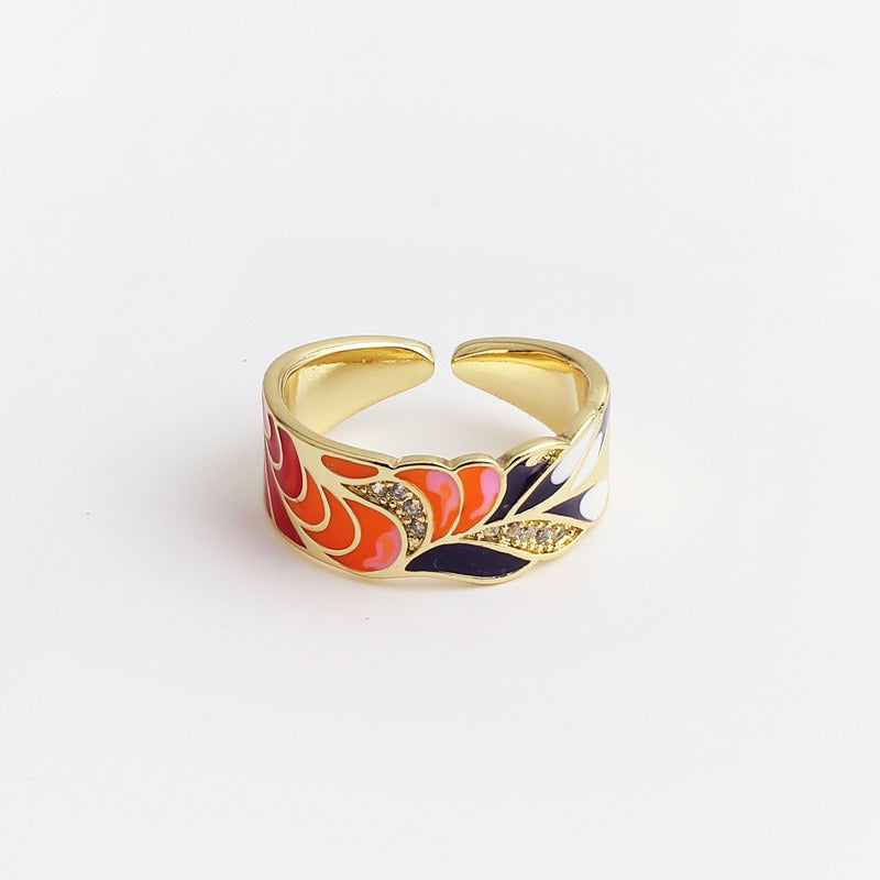Kamille – Ring Camille Groß Blau Blattmotiv