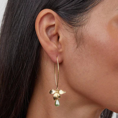 Kreselle – Ohrringe Tropfen Blatt Perle