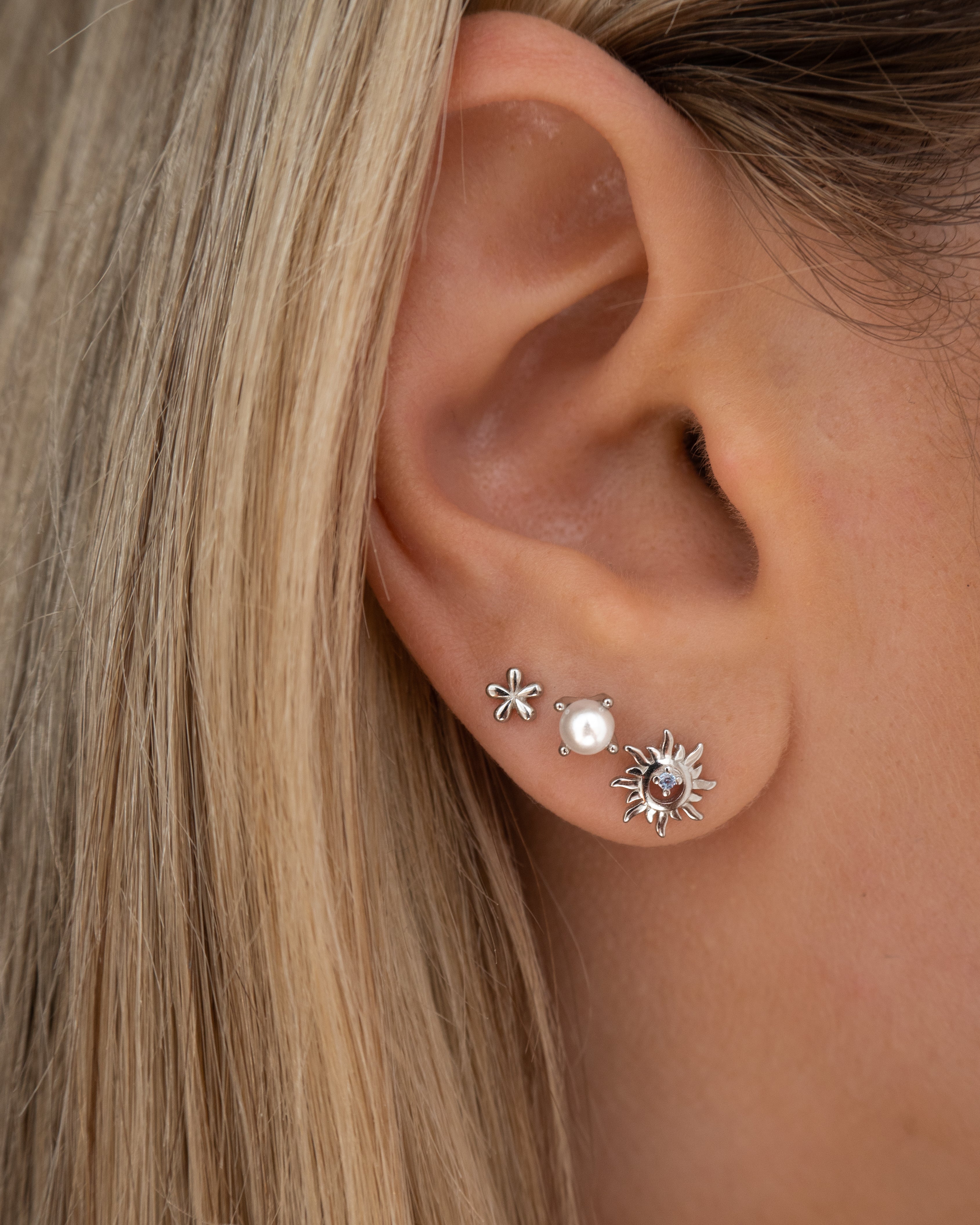 Silber Sterling Silber Mini Blumen Ohrstecker