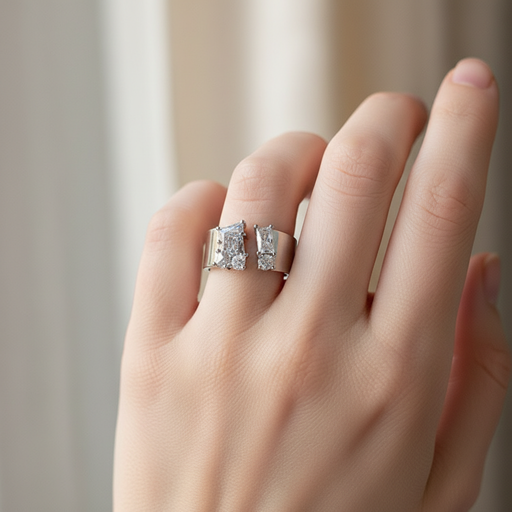Alora – Minimalistischer unregelmäßiger Zirkonia-Ring