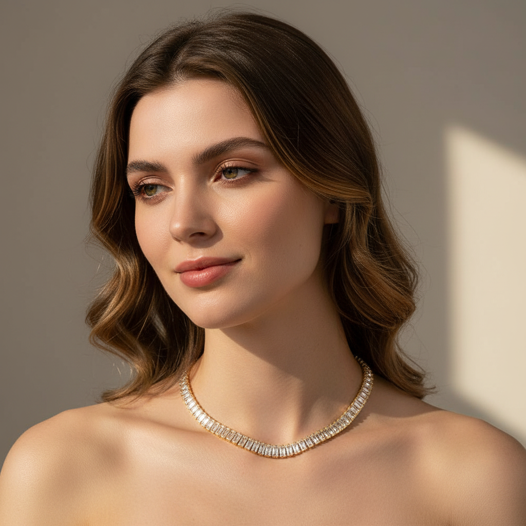 Nancy – Collier Kette Vollständig Besetzt mit Zirkonen
