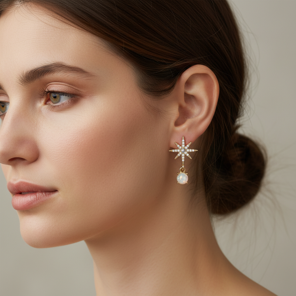 Stella – Asymmetrische Ohrringe aus Opal