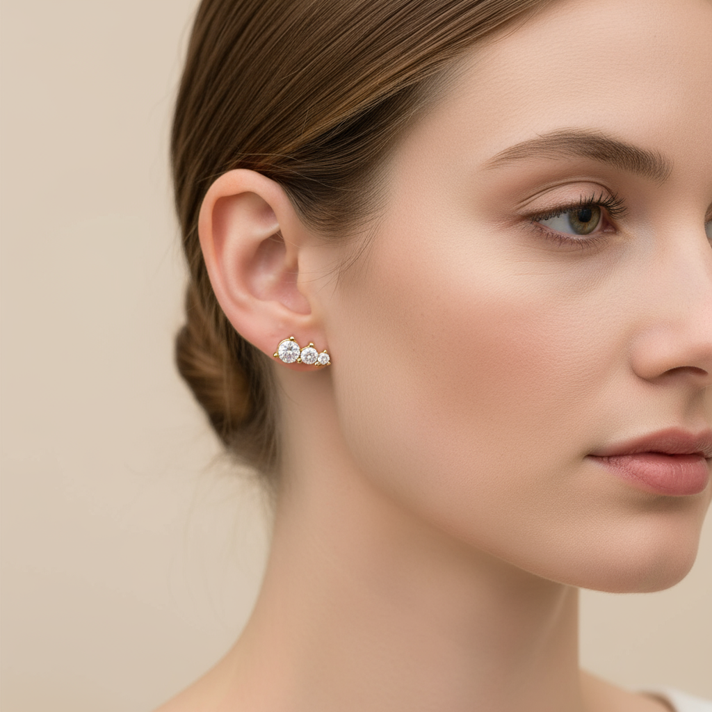 Celia – Ohrringe aus Zirkon Drei Abgestufte Kreise
