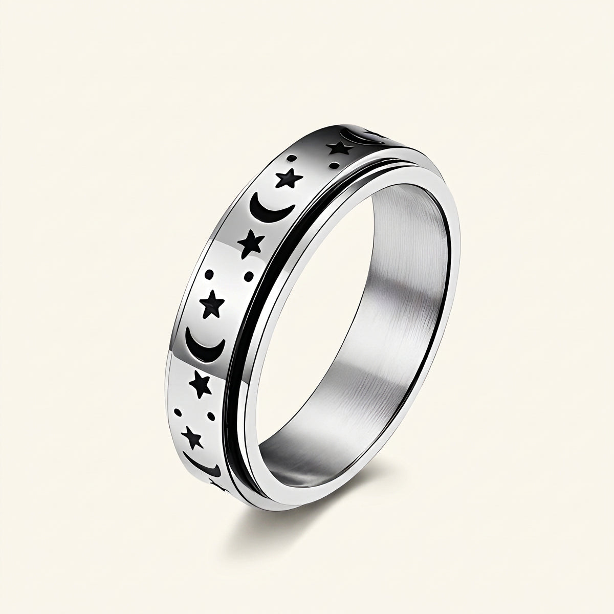 Damen Drehring mit Mond und Stern und beweglichem Design