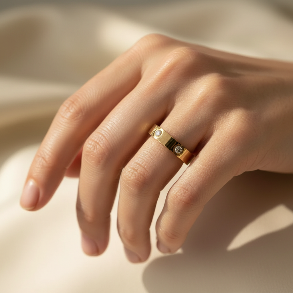 Livia – Titanring mit glitzernden Details