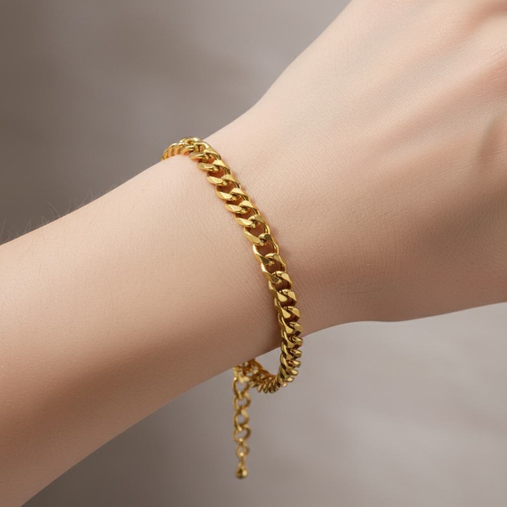 Glenda – Armband Cuban aus Edelstahl Geschliffen