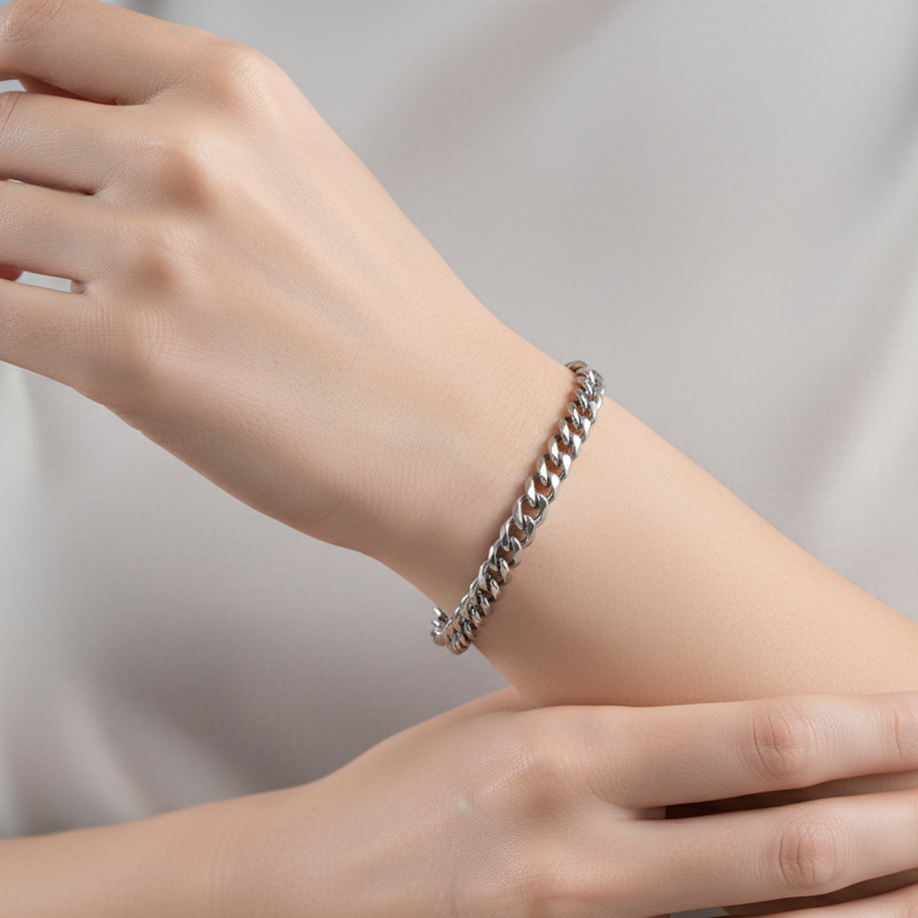 Glenda – Armband Cuban aus Edelstahl Geschliffen