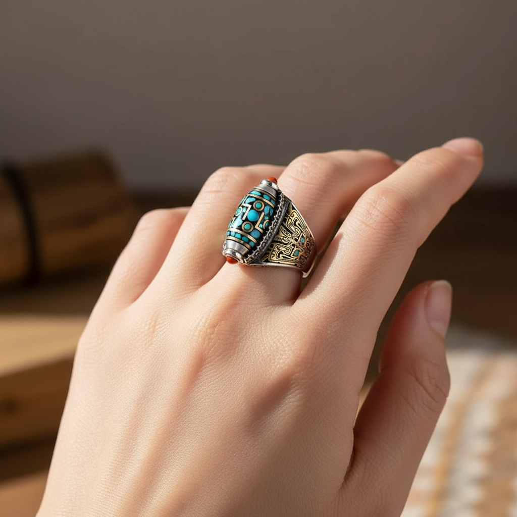 Matteo – Vintage Geflochtener Ring mit Perlen aus Sterlingsilber