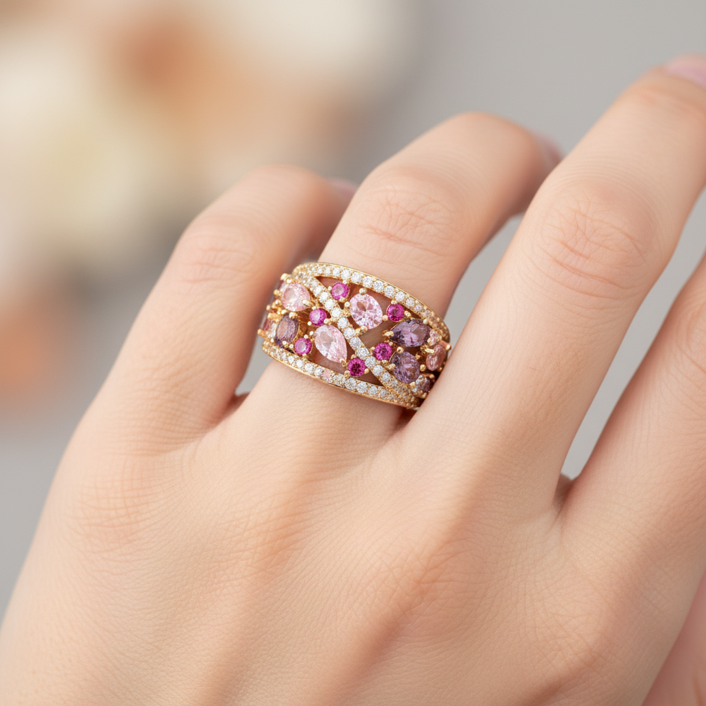 Lyra – Ring Fortgeschrittene Textur mit Rundem Hohlmuster
