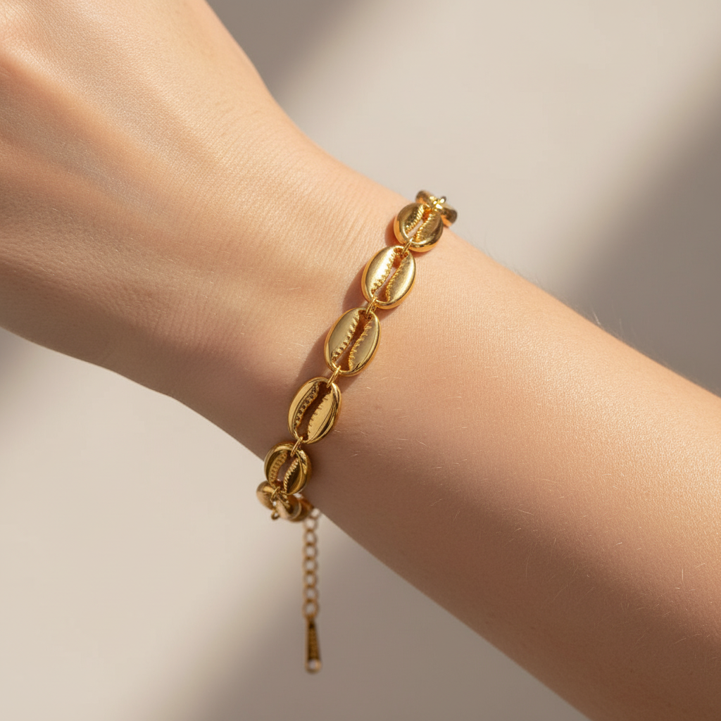 Remy – Elegante goldene Muschelarmband