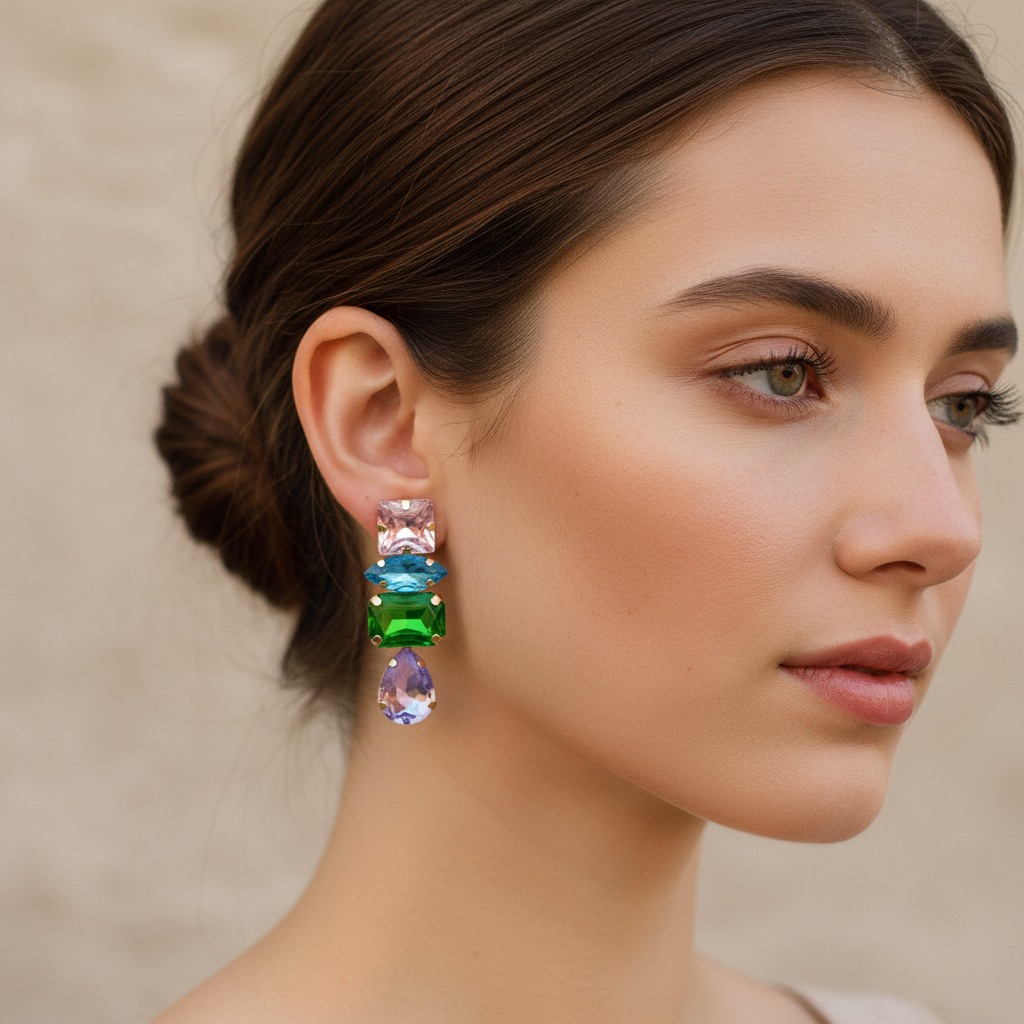 Iliana – Hängende Ohrringe mit Multi-Strass