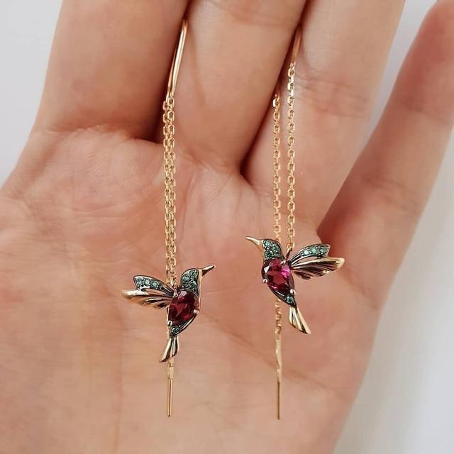 Elayne – Kolibri-Ohrringe mit Emaille und Zirkonia
