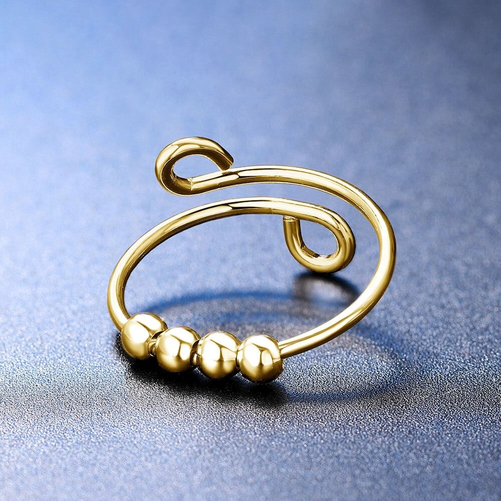 Damen Verstellbarer Fidget-Ring mit vier beweglichen Perlen