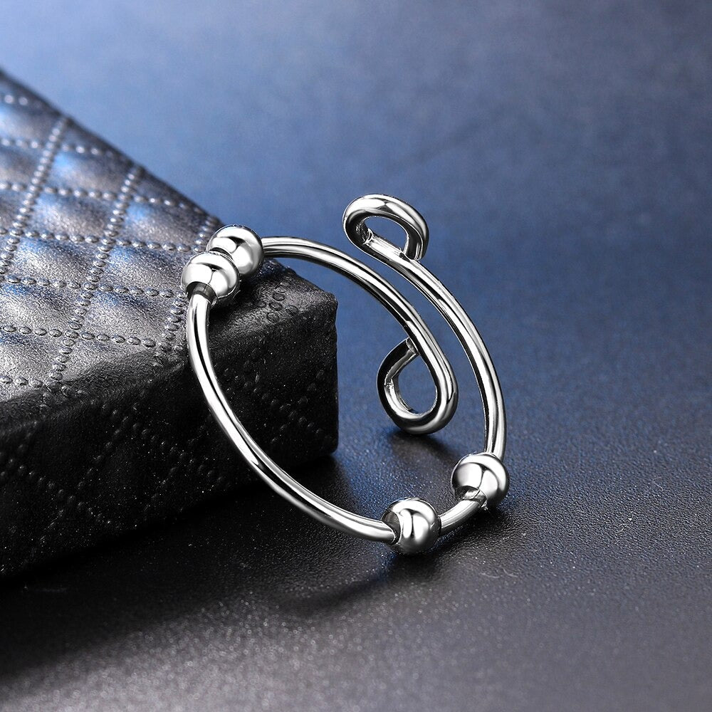 Damen Verstellbarer Fidget-Ring mit vier beweglichen Perlen